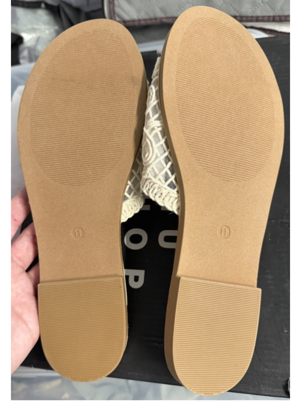 Hey Girl by Corkys Hey Beach Sandals Natural Crochet Slide Sandals Size 11 - Picture 7 of 10
